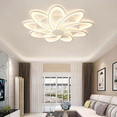 Contemporary Creative Petal Hardware Acrylic LED Semi-Flush Mount Ceiling Light For Living Room