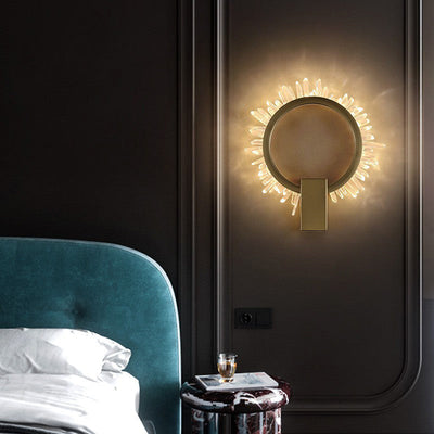 Contemporary Luxury Stainless Steel Crystal Sunflower Design LED Wall Sconce Lamp For Living Room