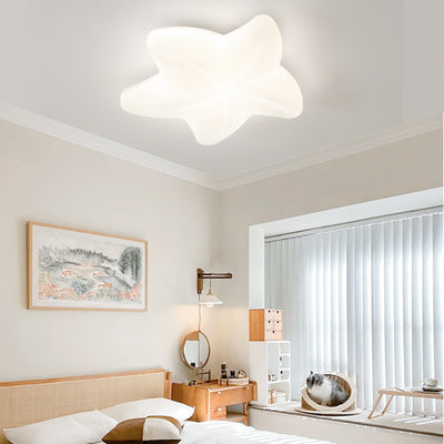 Contemporary Simplicity Pentagram PE Shade Iron LED Flush Mount Ceiling Light For Bedroom