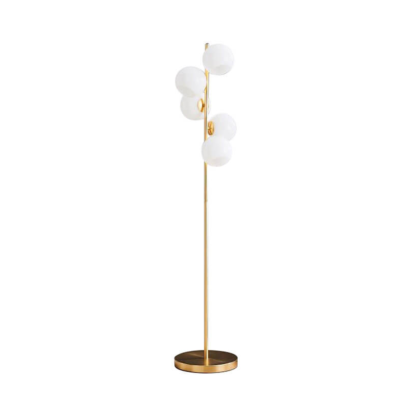 Nordic Minimalist Glass Round Ball Gold Long Pole 5-Light Standing Floor Lamp