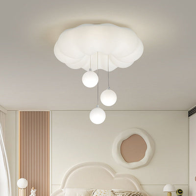 Modern Minimalist Clouds Spherical Bow Iron Plastic LED Flush Mount Ceiling Light For Bedroom