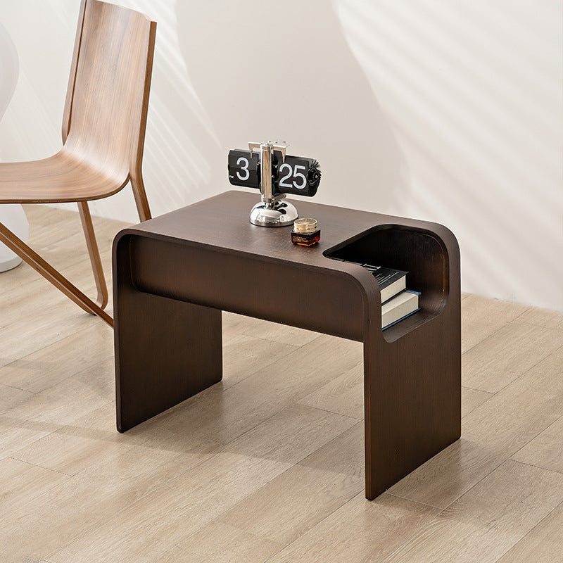 Modern Minimalist Solid Wood C-Shaped Side Table Storage Cabinet For Living Room