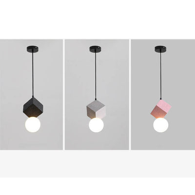 Luminaire suspendu à 1 lumière en résine de couleur unie minimaliste nordique 