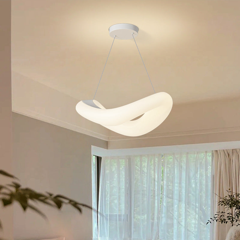 Modern Minimalist PE Wave Ring Hardware LED Pendant Light For Bedroom