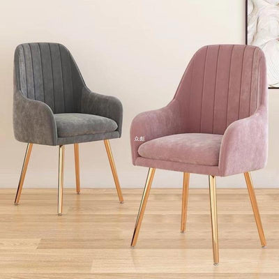 Contemporary Scandinavian Velvet Leather Sponge Emulsion Metal Square Vanity Stool Backrest Armrest For Bedroom