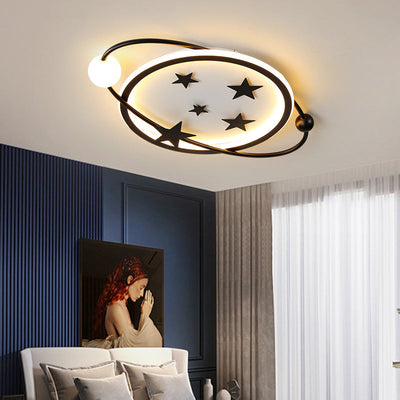 Contemporary Nordic Geometric Starry Hanging Acrylic Round LED Flush Mount Ceiling Light For Bedroom