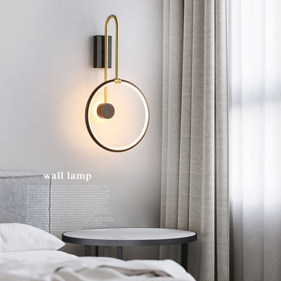 Modern Simplicity Circle Ring Copper Acrylic LED Wall Sconce Lamp For Bedroom