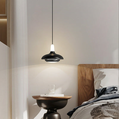 Modern Minimalist Round Dome Flying Saucer Aluminum Iron PC LED Pendant Light For Bedroom