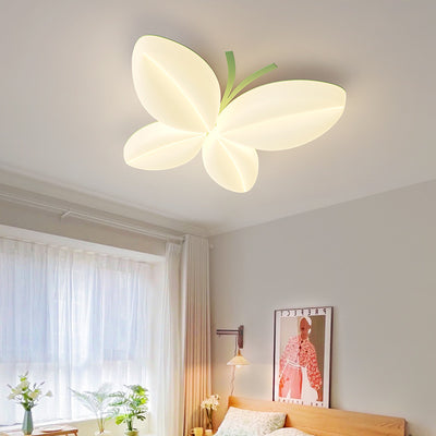 Modern Art Deco Butterfly Design Iron PE LED Flush Mount Ceiling Light For Bedroom