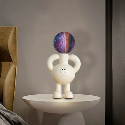 Contemporary Nordic Resin Glass Ball Cartoon Character 1-Light Table Lamp For Bedside