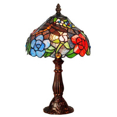 Traditional Tiffany Dome Iron Glass 1-Light Table Lamp For Living Room