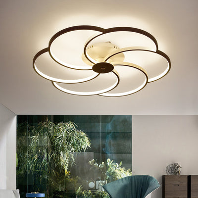 Contemporary Simplicity Aluminum Petal Silicone Strip Shade LED Flush Mount Ceiling Light For Living Room