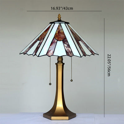 Traditional Tiffany Cylinder Umbrella Zinc Alloy Glass 1-Light Table Lamp For Bedroom