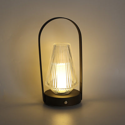 Contemporary Retro Iron Acrylic Elliptical Conic LED Hanging Rechargeable Table Lamp For Bedside