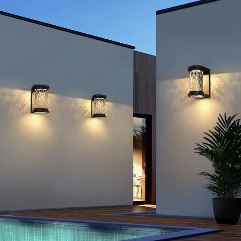 Modern Minimalist Solar Cylinder Stainless Steel Glass LED Outdoor Wall Light For Garden