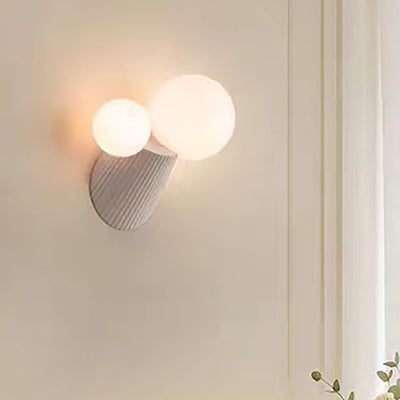 Modern Minimalist Round Table Orb Resin PE 2-Light Wall Sconce Lamp For Bedroom