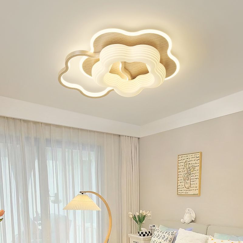 Modern Art Deco Flower Triangle Pentagon Round Acrylic PE Iron LED Flush Mount Ceiling Light For Living Room