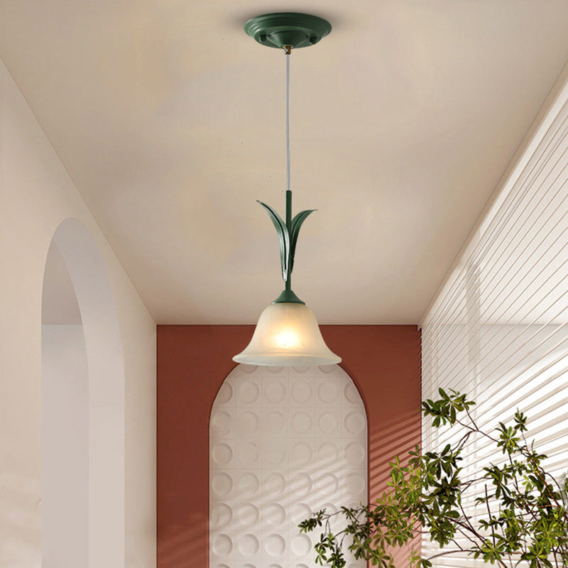 Traditional French Iron Glass Flower 1/3 Light Island Light Chandelier For Living Room