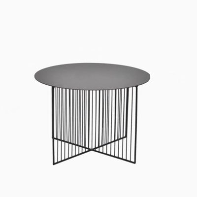 Modern Minimalist Round Lined Base Iron Side Table For Living Room