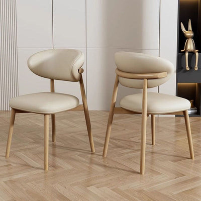 Moderna Minimalista Curvada Silla de Madera Cuero Respaldo Sin Brazos Para Sala de Estar 