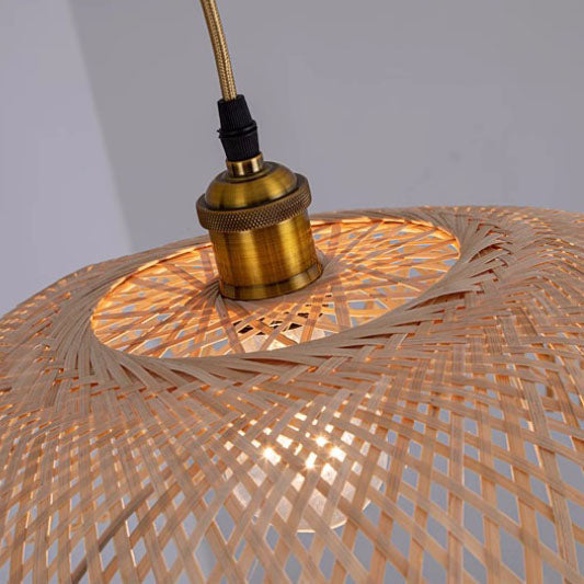 Modern Minimalist Weaving Bamboo Lanterns 1-Light Pendant Light