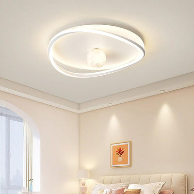 Modern Minimalist Circular Ring Iron Acrylic Aluminum LED Flush Mount Ceiling Light For Bedroom