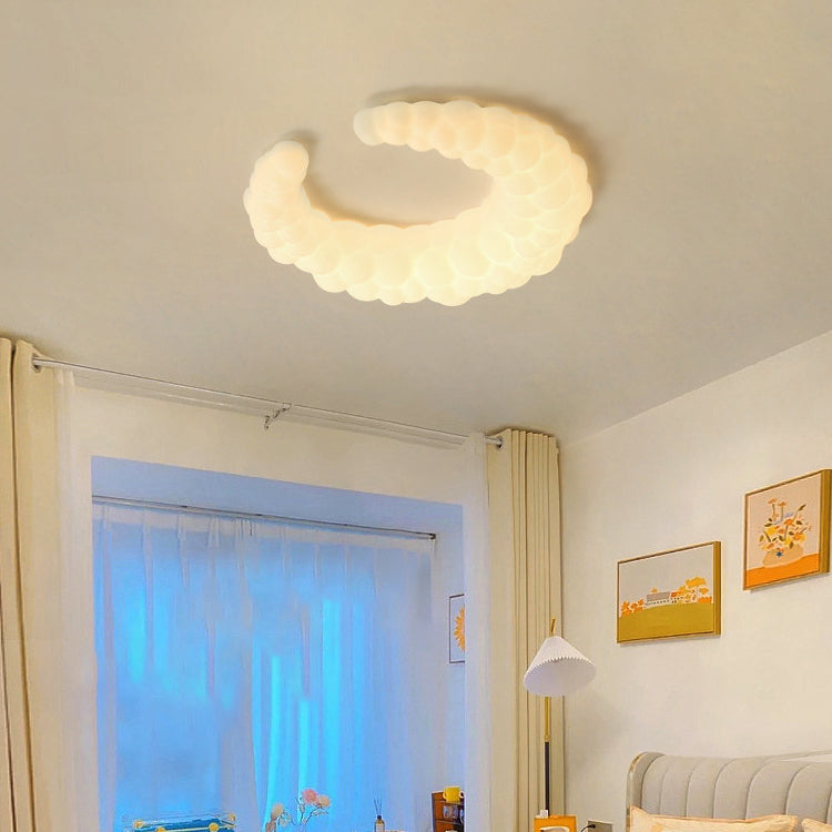 Modern Minimalist Crescent PE Iron LED Flush Mount Ceiling Light For Bedroom