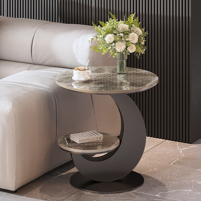 Contemporary Luxury Round Sintered Stone Top Coffee Table For Living Room