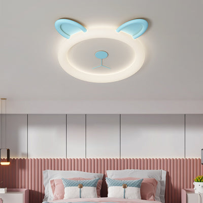 Contemporary Creative Cartoon Panda PE Resin LED Kids Flush Mount Ceiling Light For Bedroom