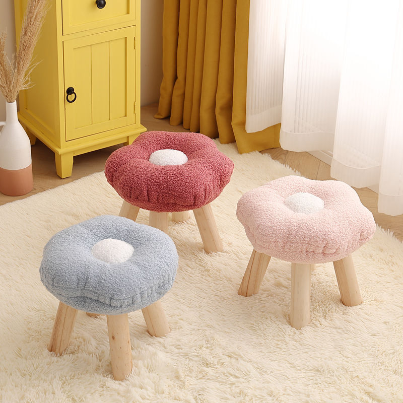 Contemporary Creative Flower Shape Velvet Footstool For Entryways