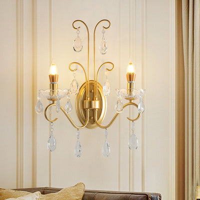 Traditional French Crystal Branch 2-Light Wall Sconce Lamp For Living Room