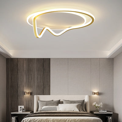 Modern Minimalist Round Line Iron Aluminium Acrylic LED Flush Mount Ceiling Light For Bedroom