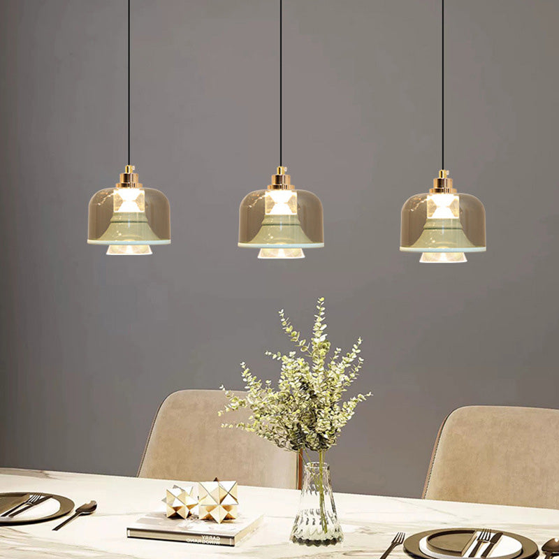 Modern Minimalist Cylinder Acrylic Aluminum LED Pendant Light For Dining Room