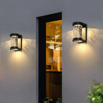 Modern Minimalist Solar Cylinder Stainless Steel Glass LED Outdoor Wall Light For Garden