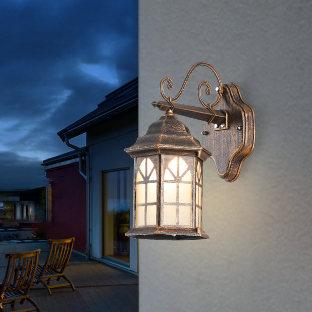 Contemporary Retro Solar Waterproof Aluminum Glass Cylinder House 1-Light Wall Sconce Lamp For Outdoor Patio