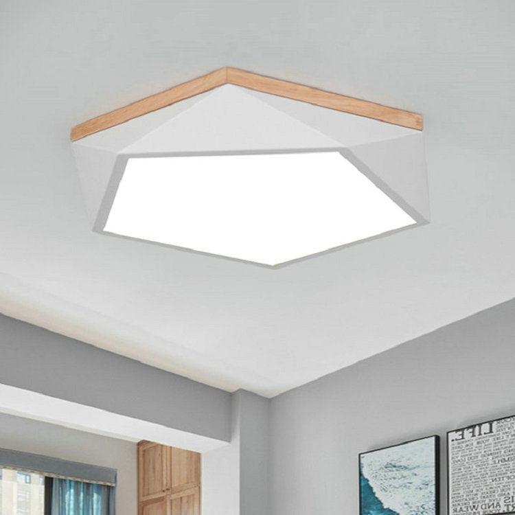 Contemporary Scandinavian Iron Acrylic Polygon LED Flush Mount Ceiling Light For Bedroom