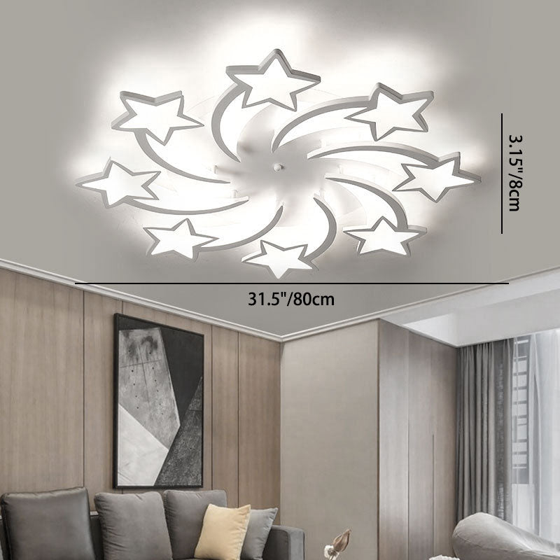 Modern Minimalist Star Hardware Acrylic LED Semi-Flush Mount Ceiling Light For Living Room