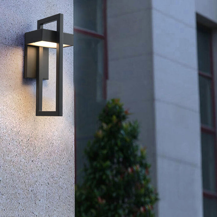 Modern Minimalist Geometric Frame Stainless Steel LED Waterproof Wall Sconce Lamp For Outdoor Patio