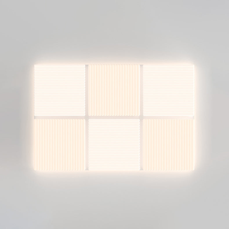 Modern Simplicity Ribbed PE Cube Shade LED Flush Mount Ceiling Light For Living Room