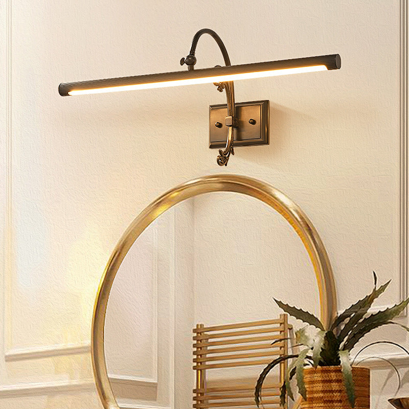 Modern Mid-Century Linear All Copper LED Wall Sconce Lamp For Bedroom