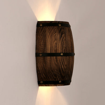 Traditional Rustic Wood Wine Barrel Design 1-Light Wall Sconce Lamp For Dining Room