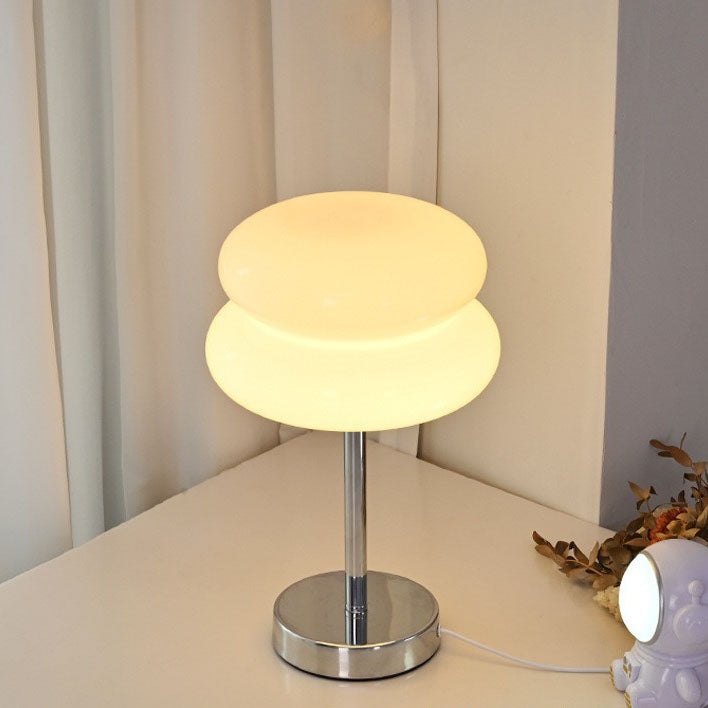 Contemporary Creative Round Mushroom USB Glass Iron LED Table Lamp For Living Room