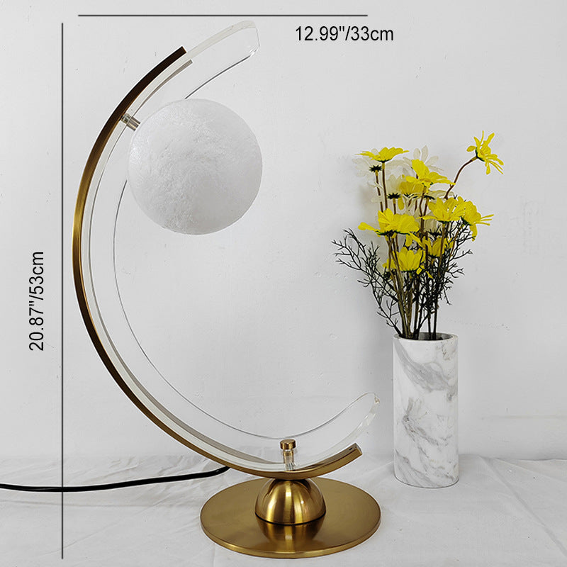 Modern Minimalist Curved Moon Iron Acrylic 1-Light Table Lamp