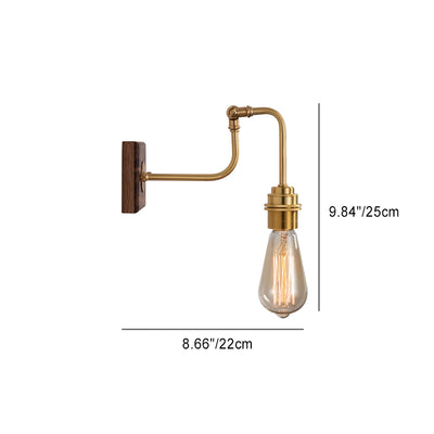 Contemporary Retro Copper Solid Wood 1-Light Wall Sconce Lamp For Bedroom