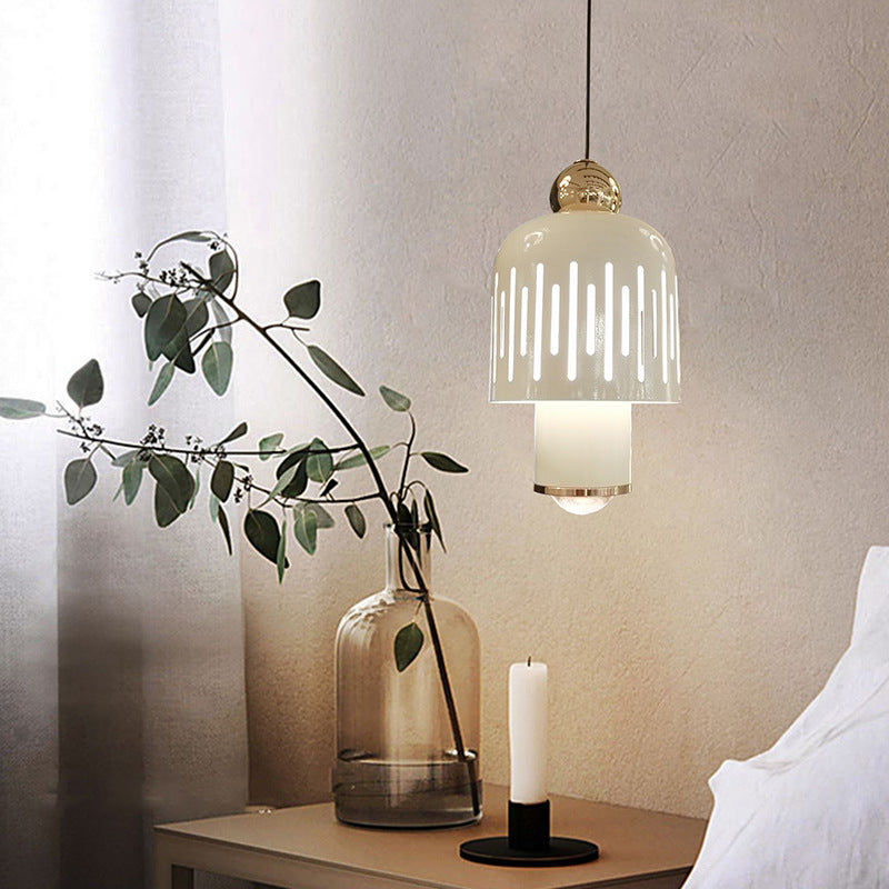 Modern Minimalist Cylinder Acrylic Aluminum LED Pendant Light For Bedroom