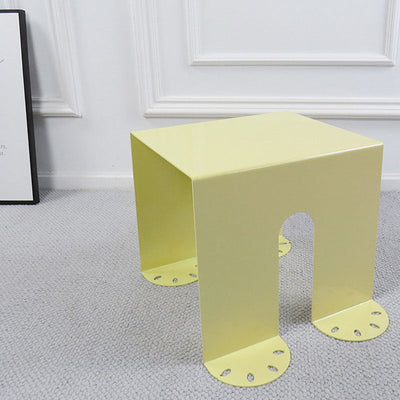 Modern Minimalist Square Table Top Cold Rolled Plate Side Table 4-Leg For Living Room