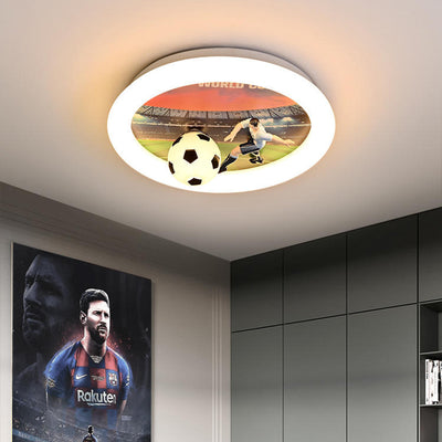 Plafonnier LED en acrylique fer avec football créatif contemporain pour chambre d'enfants 