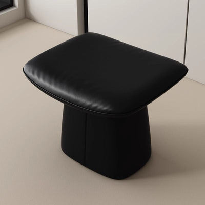 Modern Minimalist Square Microfiber Leather Solid Wood Vanity Stool Backless Armless For Bedroom