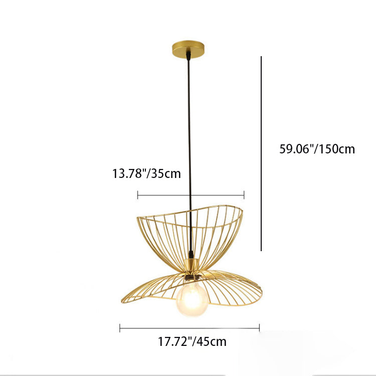 Contemporary Nordic Irregular Wave Round Iron 1-Light Pendant Light For Living Room