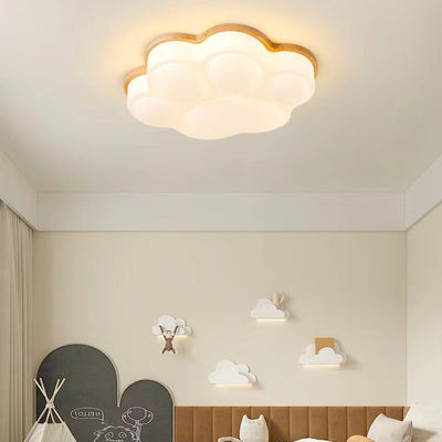 Modern Minimalist Cat's Paw Iron Solid Wood LED Flush Mount Ceiling Light For Bedroom